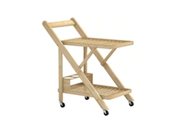 Carrinho De Bambu 66x40x70cm Com Tampo E Porta Vinhos, Móvel De Cozinha Ou Escritório Natural, Com Rodas Hvorstur