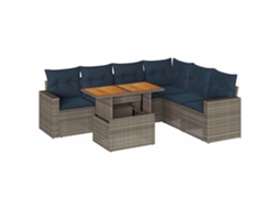 Conjunto de 7 sofás para jardim com almofadões Vime Pe Cinzento MAISON EXCLUSIVE (7 peças)
