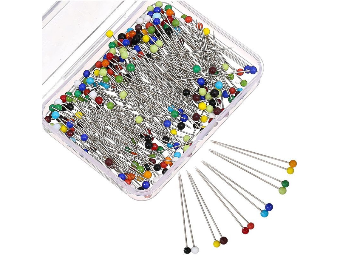 250 Alfinetes De Vidro Reto Para Costura E Artesanato, 38mm, Cabeças Coloridas, Aço Inox