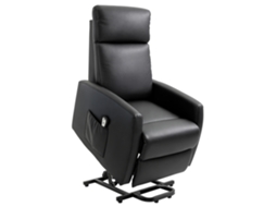 Poltrona Relax Levanta Pessoas Pele Sintética, Espuma, Aço, Mdf Cor Preto 67x95x105 cm Homcom