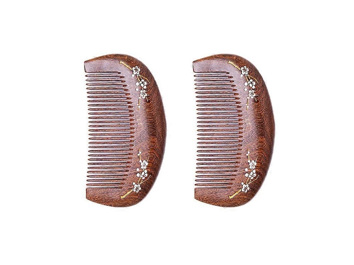 Conjunto De 2 Pentes De Sândalo, Pente De Massagem, Pente Para Cabelos Lisos E Cacheados.