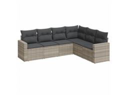 Maison Exclusive - 6 Pcs Conj. Sofás Jardim Com Almofadões Vime Pe Cinzento-claro