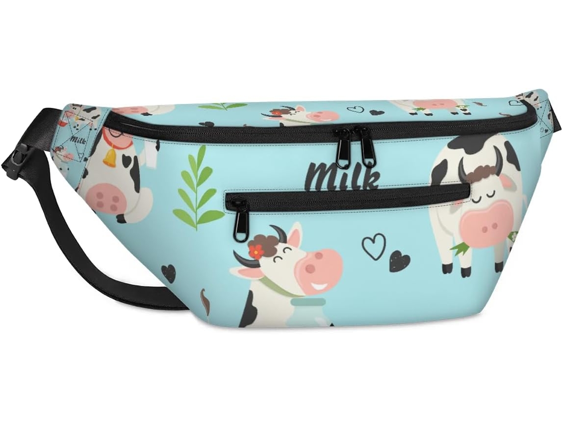 Bolsa Transversal Tropicallife Unissex com Estampa de Vaca Fofa 38 X 25 9 19 Cm Impermeável Design Pa