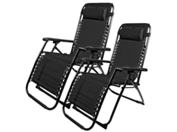 Espreguiçadeira reclinável e dobrável Klack Zero Gravity para jardim de praia e piscina, preta, 2 unidades