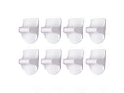 Conjunto de 8 suportes para frascos de spray, em ABS, com adesivo forte, otimizam o espaço em armários domésticos.
