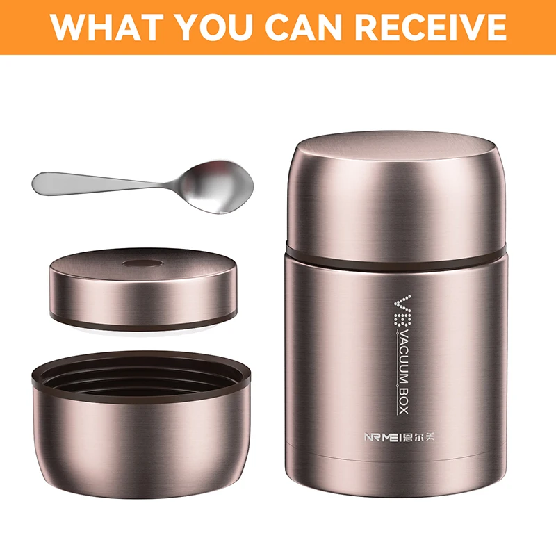 (dourado, 800ml) Recipiente Térmico Para Alimentos Em Aço Inoxidável 316, Grande Capacidade, Adequado Para Camping E Viagens Ao Ar Livre.