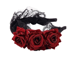 Diadema De Flores Para Mulheres Meninas Festa Halloween Cosplay Gothic Maid Tiara Cabeça Rosa Lace Sirvienta