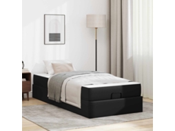 Vidaxl Estrutura de Cama com Colchão Outros 2 Pcs Preto Pvc