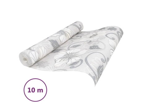 Papel de Parede 3D VIDA XL com Padrão de Flores Cinzento