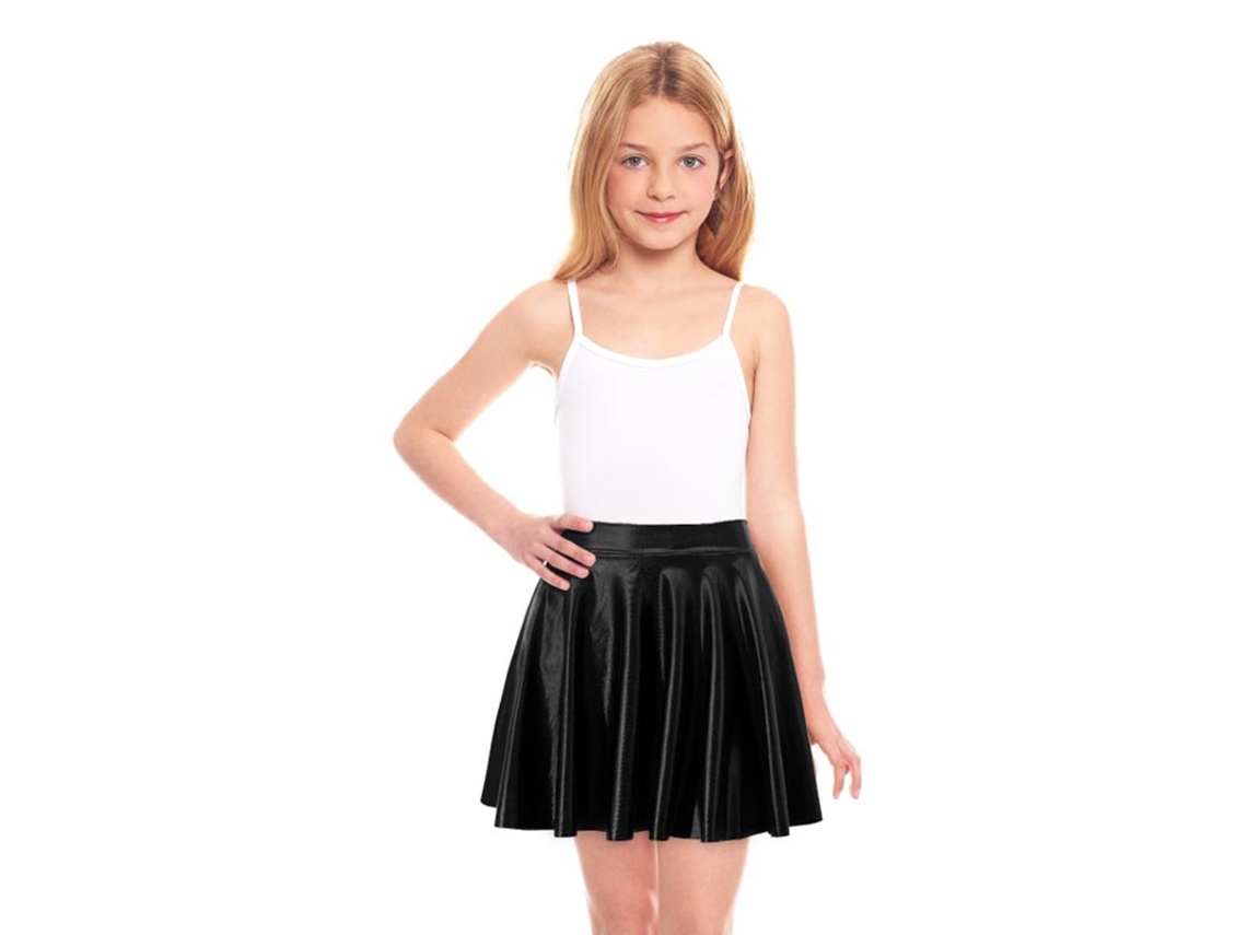 Saia voadora preta metalizada para menina