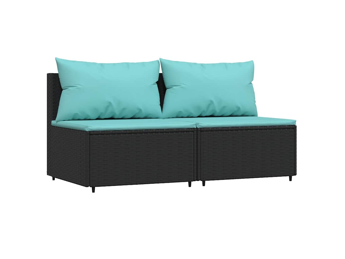Maison Exclusive - Sofás De Centro P/ Jardim C/ Almofadões 2 Pcs Vime Pe Preto