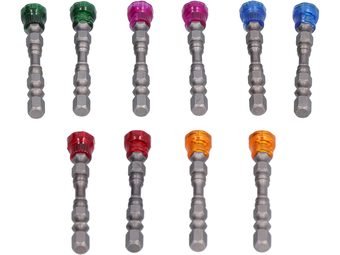 Conjunto De Bits Circulares Magnéticos, Bits De Chave Fenda Magnéticos Em Aço Liga, 10 Peças De 1, 4 Polegadas Com