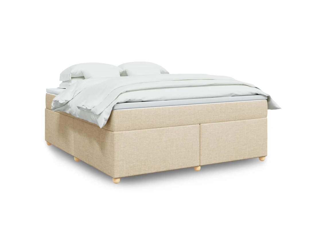 Vidaxl Cama Com Molas/colchão 180x200 Cm Tecido Cor Creme