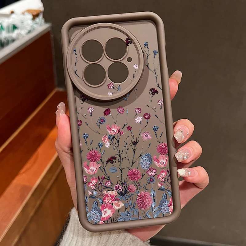 (café) Capa Para Oneplus Ace 5 Com Estampa Floral Retrô, Tpu Macio À Prova De Choque