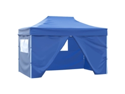 Vidaxl Tenda Dobrável Profissional Festas 4 Paredes 3x4m Aço Azul