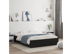 Vidaxl Estrutura De Cama C/ Gavetas 140x190 Cm Derivados Madeira Preto