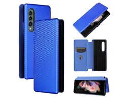 Capa De Celular Dobrável Em Couro Com Textura De Fibra De Carbono Para Samsung Galaxy Z Fold4