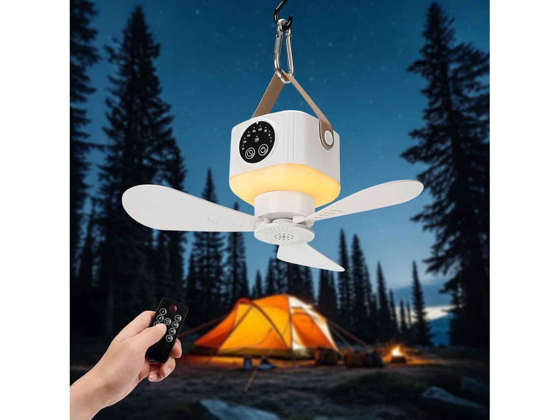 Ventilador De Teto Portátil Com Luzes E Controle Remoto, 4 V, Branco, Portátil, Controle Remoto, Recarregável, Usb, Velocidades, Timer