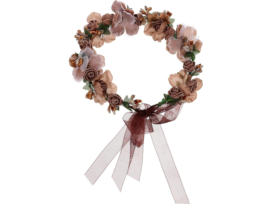 Coroa De Flores Nupcial Leve Na Cor Café, Em Tecido De Seda E Organza.