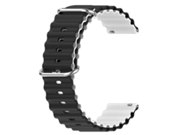 Bracelete Silicone 22Mm Design Ondulado Duas Cores para Garmin Vivoactive 4/Venu 2 Preto/Branco