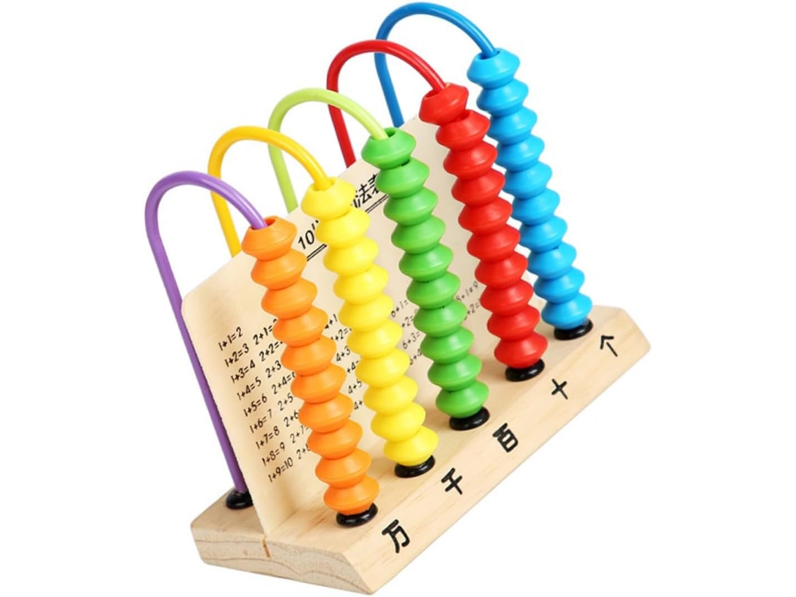 Ábaco De Madeira Para Meninos E Meninas - Brinquedo Educativo Matemática Com Contas Coloridas