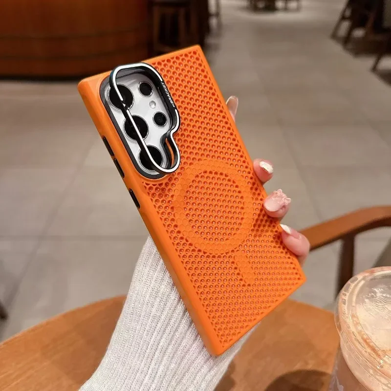Capa Para Celular (samsung S23 Laranja) Com Estrutura Em Favo De Mel Para Dissipação De Calor