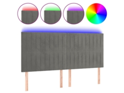 Led Headboard, Led Headboards Vidaxl Cinzeto Veludo (200 X 5 X 118/128 Cm)