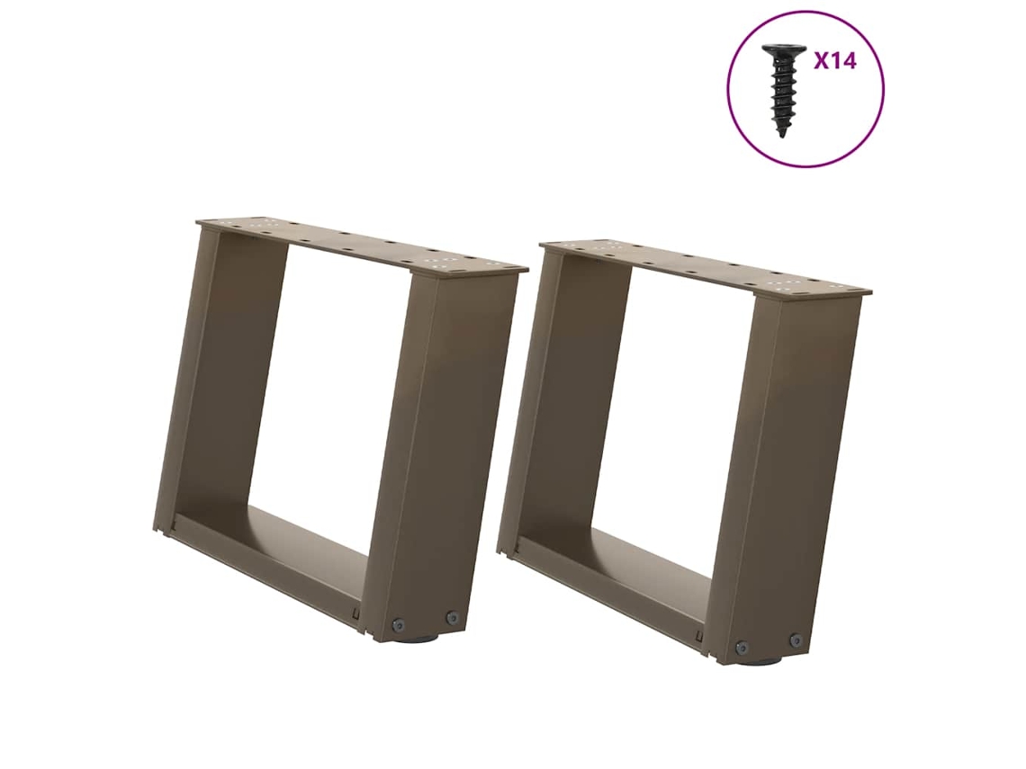 Vidaxl Pés Para Mesa De Centro Em Formato De U, 2 Peças, Aço Natural, 40x(30-31) Cm, Aço