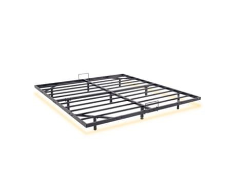 Estrutura De Cama Metã¡lica Led 180x200 Cm, Altura 20 Cm, Estrutura Flutuante, Pã©s Ocultos, Preto Teeno