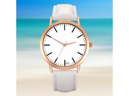 Relógio de Pulso Feminino Estudante de Quartzo com Pulseira de Couro Pu Fashinable Branco