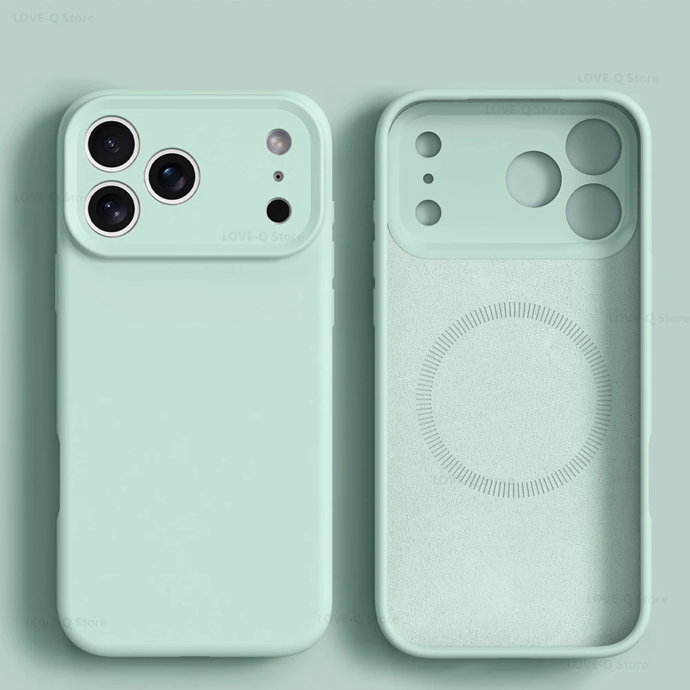 Capa Magnética De Silicone Líquido (verde Claro Para Iphone 13), Compatível Com Iphone.