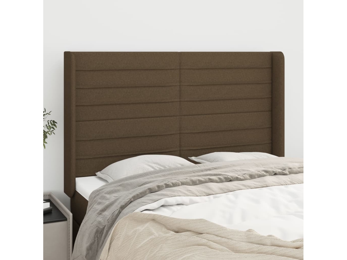 Cabeceira Cama C/ Abas Tecido 147x16x118/128 Cm Castanho-escuro
