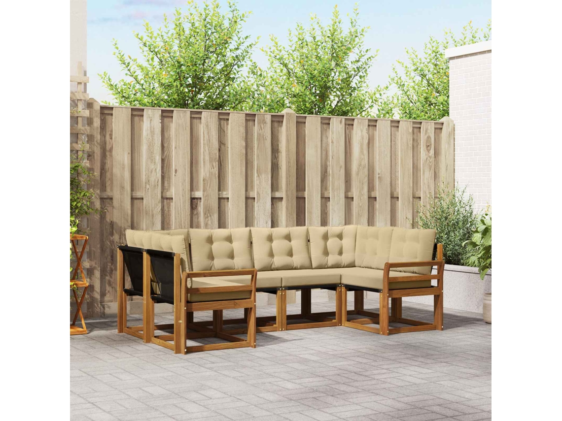 Vidaxl Conjunto De Sofás Para Exterior 6 Pcs Natural E Bege
