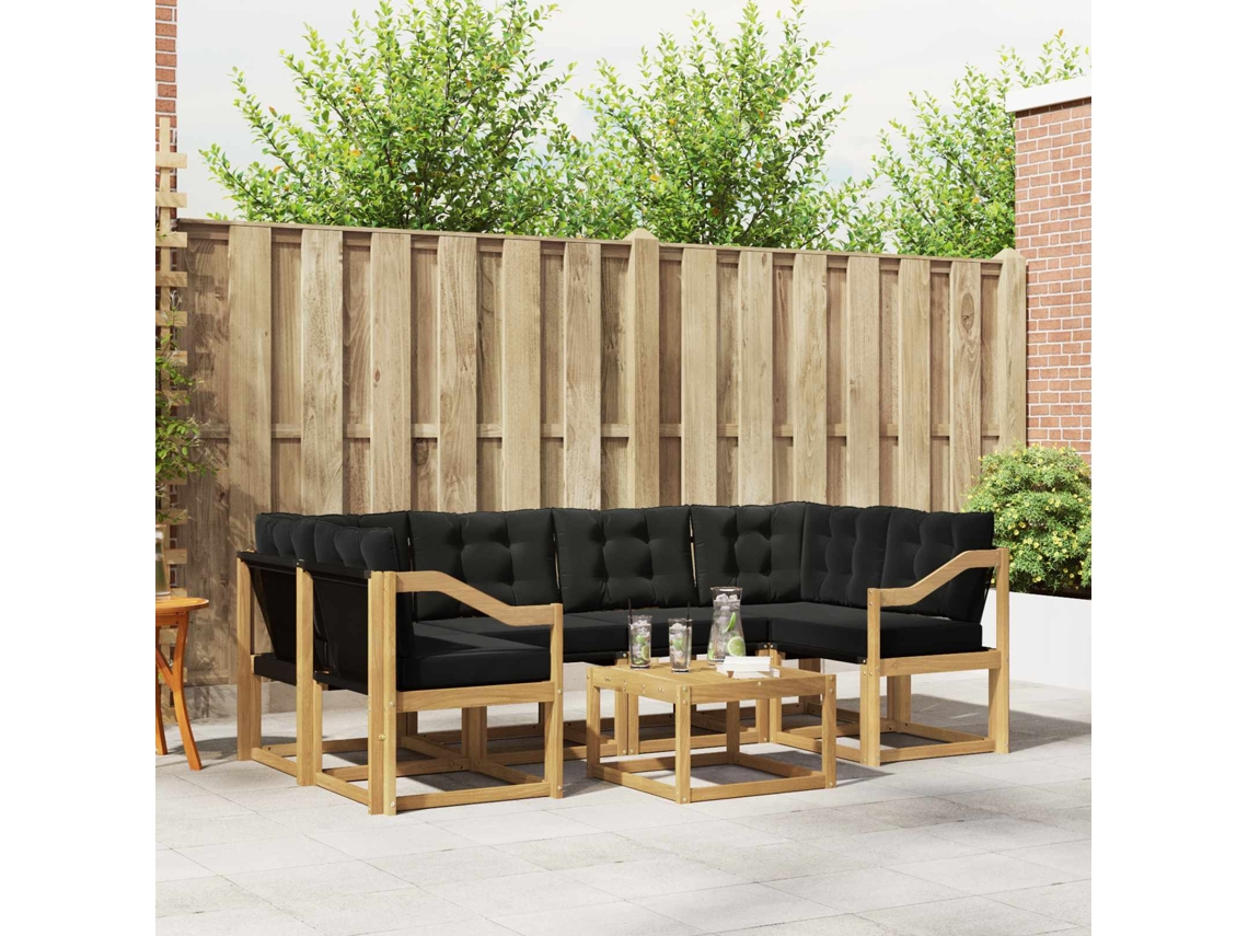 Vidaxl Conjunto De Sofás Para Exterior 7 Pcs Branco E Preto