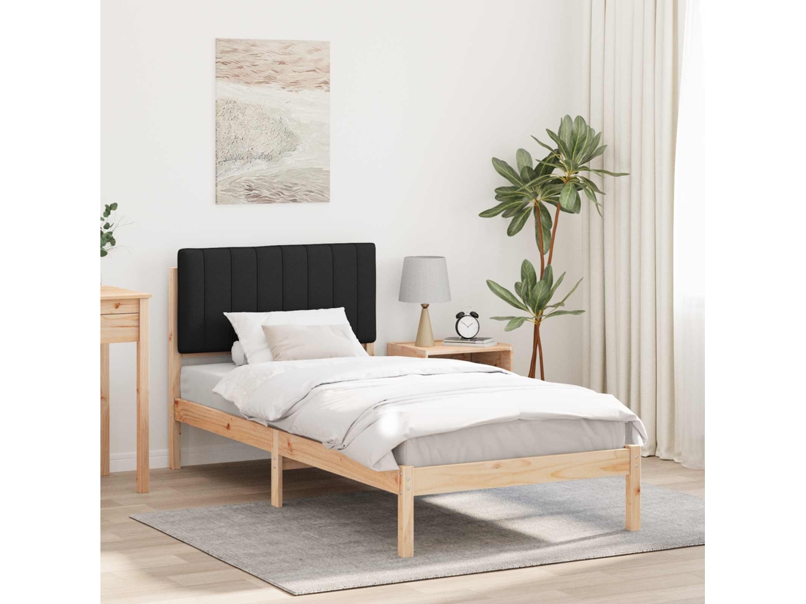 Vidaxl Estrutura De Cama Com Cabeceira Estofada Natural E Preto