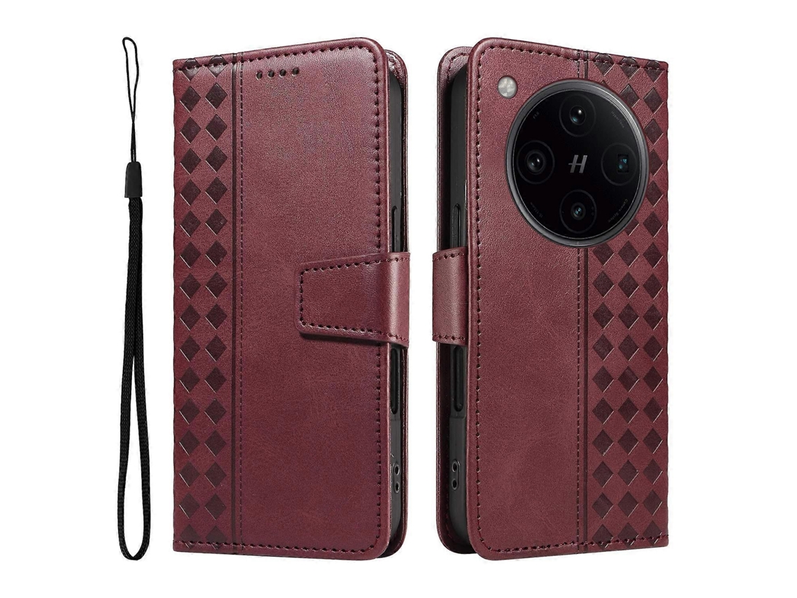 Capa De Couro Com Suporte E Alça Para Oppo Find X8 Pro 5g
