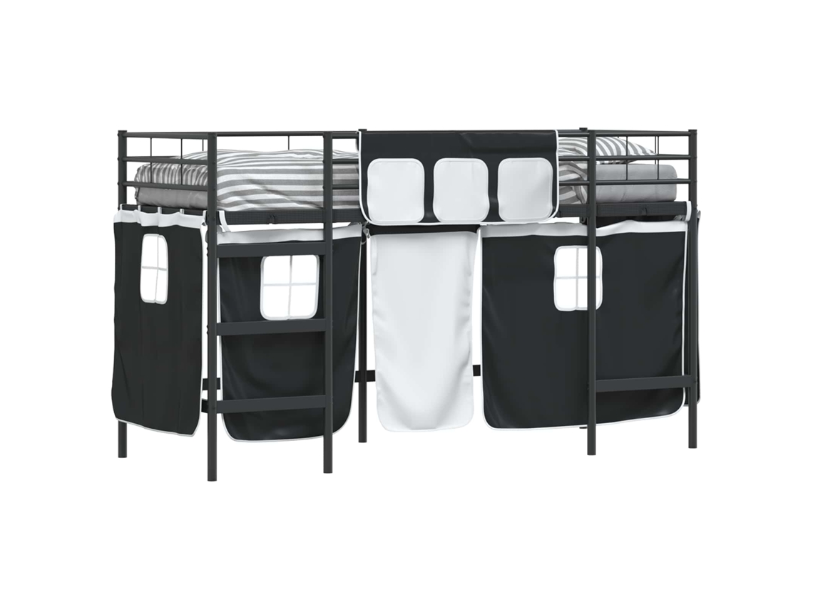 Estrutura de Cama Loft para Crianças com Cortinas Preto MAISON EXCLUSIVE