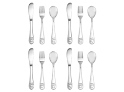 Kit De Utensílios Para Crianças 12 Peças Aço Inoxidável Seguro Prata Adequado Para Crianças A Partir De 24 Meses