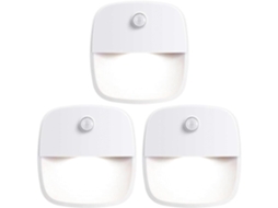 Luz com Sensor de Movimento, Pacote com 3 Unidades de Luzes Noturnas Sensor de Movimento a Bateria, para Uso Interno BRILVIBERA
