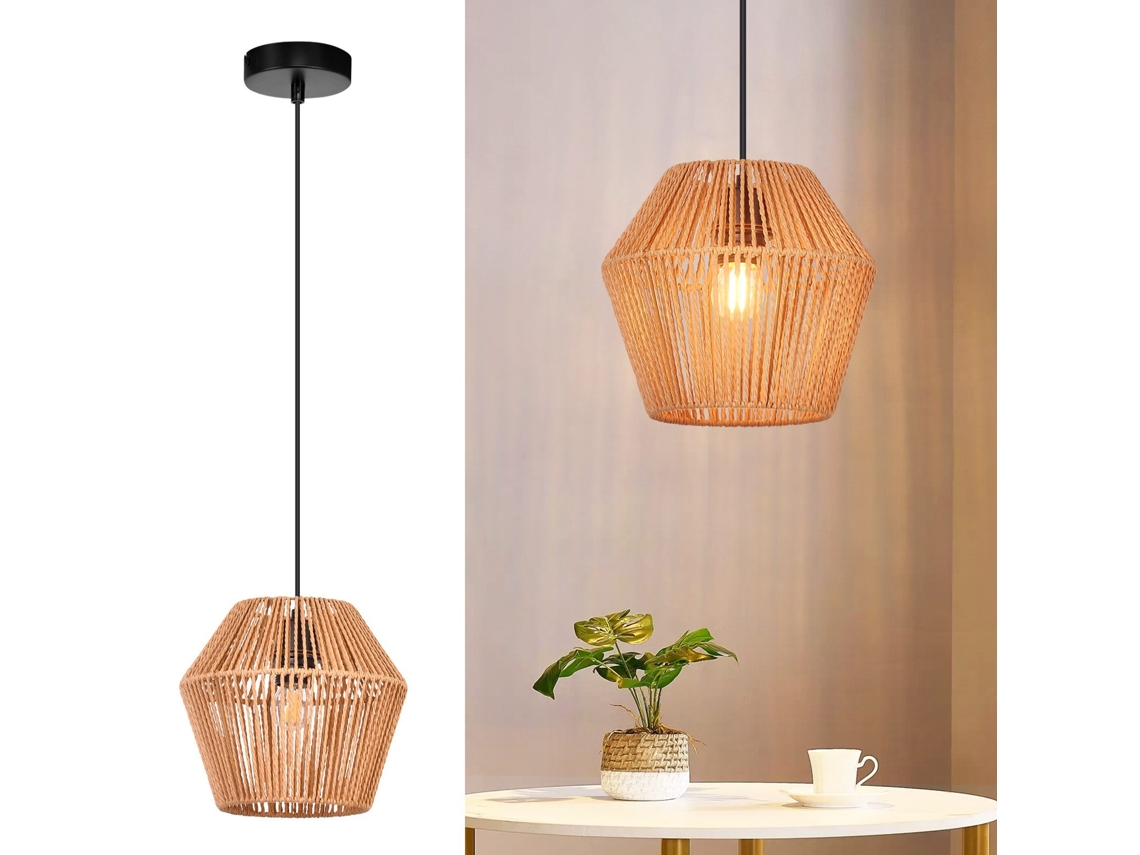 Candeeiro Suspenso Vintage Em Vime 150 Cm E27 40w Nettlife