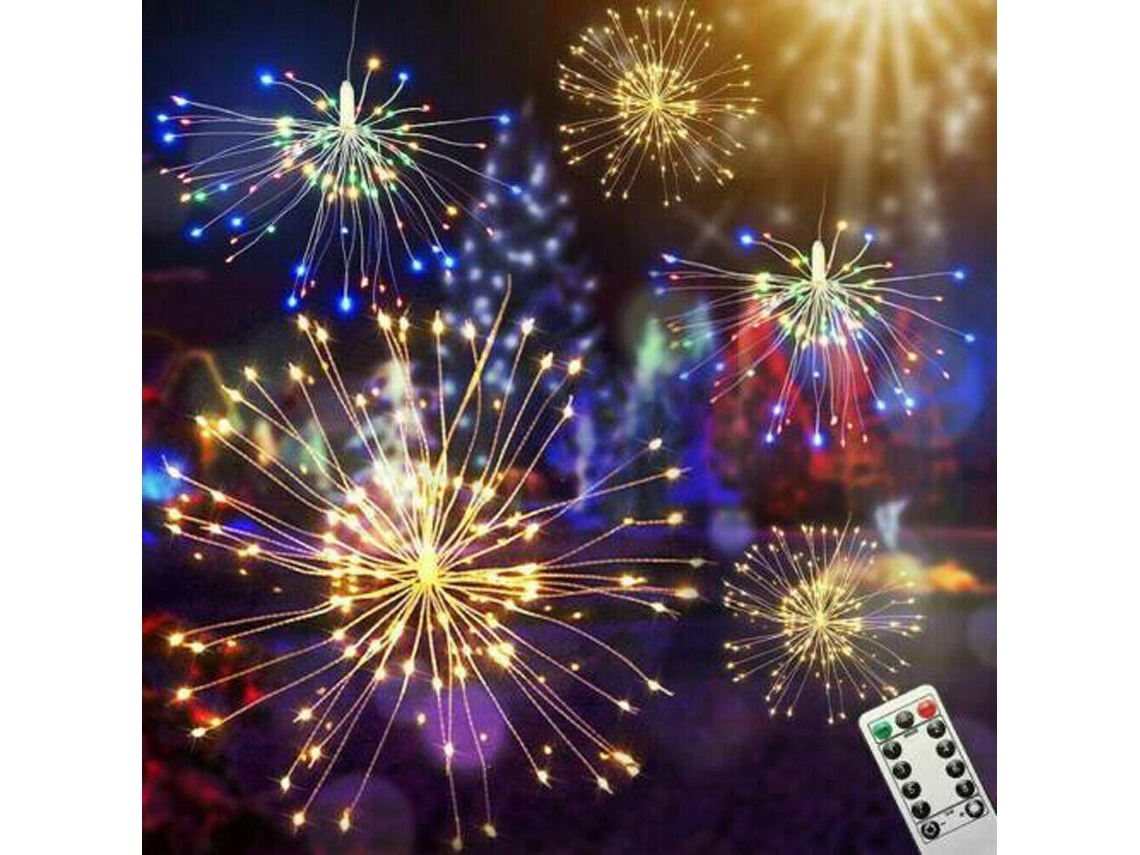 Luzes De Led Para Pendurar Com Fogos De Artifício, 8 Modos E Controle Remoto, Decoração Para Festa De Natal SUNNY SPACES