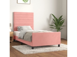 Vidaxl Estrutura De Cama C/ Cabeceira 100x200 Cm Veludo Rosa
