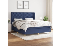 Vidaxl Cama Com Molas/colchão 180x200 Cm Tecido Azul