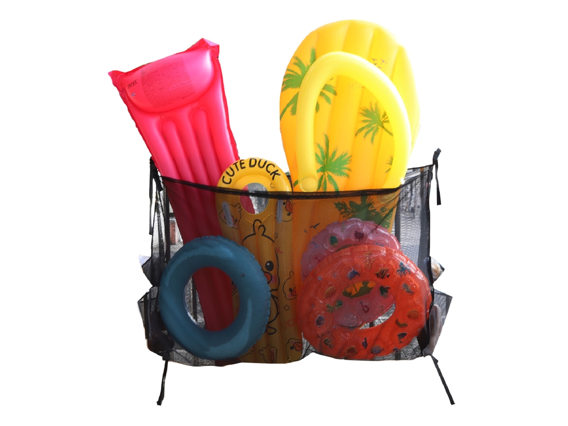 Saco de Rede para Acessórios de Piscina 62×39×15,7 Polegadas, ajustável, armazena flutuadores, boias, bolas e brinquedos infláveis | S/MARCA