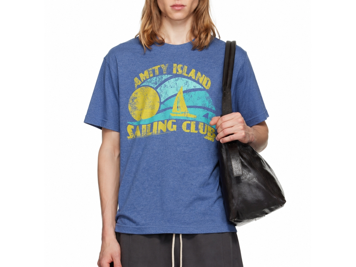 Rockinstone Jaws Movie Sail Heather Royal Adult T-shirt Size:xxxl