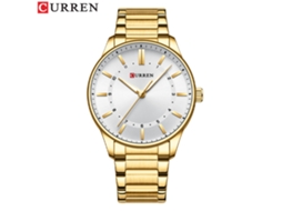 Relógio MDUG Masculino Simples, À Prova D'água, Movimento de Quartzo, Pulseira de Aço, Dourado e Branco