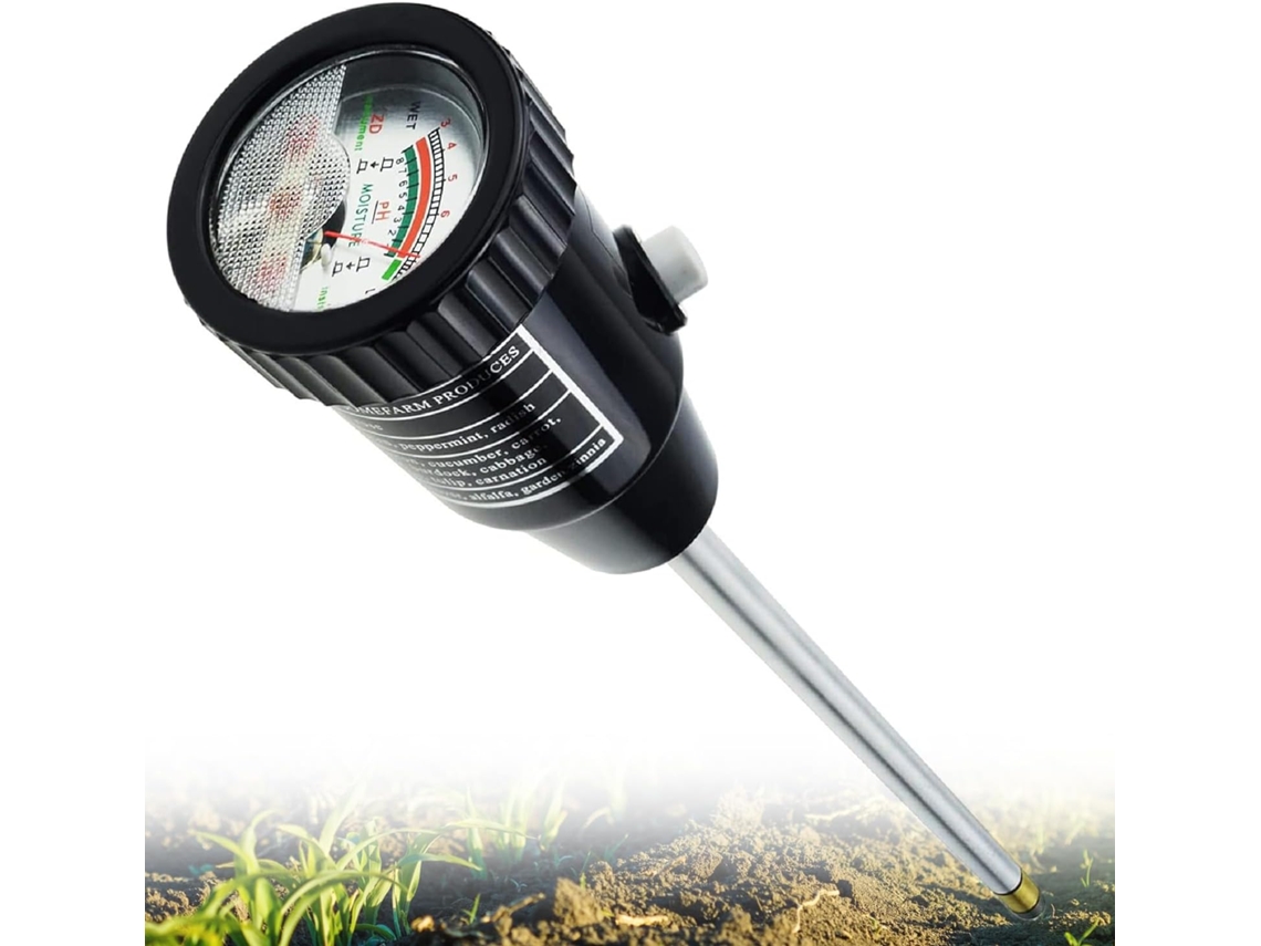 Medidor De Solo Profissional, Testador Ph E Umidade Do Com Sonda Eletrodo Metálico 295mm, Alta Precisão, Visor