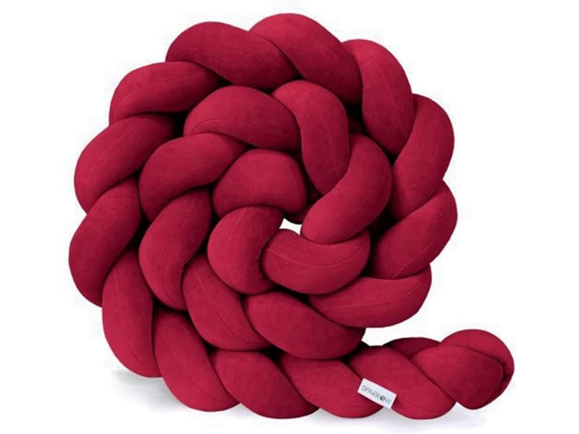 Protetor De Berço 300 Cm, Algodão Respirável, Vermelho, Macio Anticolisão Acolchoado E Lavável Elysve