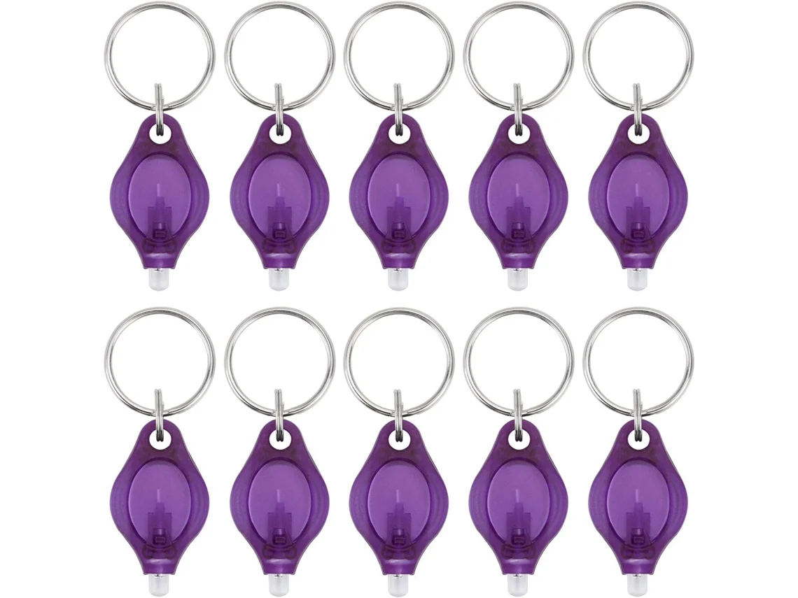 Pacote Com 10 Mini Chaveiro De Luz Ultravioleta Tocha Porta-chaves Porta-chaves Luzes Para Passaporte Verificador De Identidade Roxo*