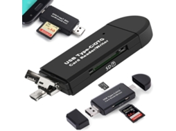 Lurelia Leitor De Cartões Usb-c/micro Usb/usb Microsd/sd, Até 480 Mbps, Até 128 Gb